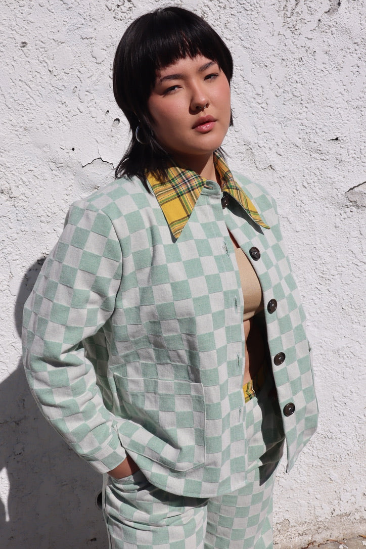 Jane - Green Check Denim (samples)