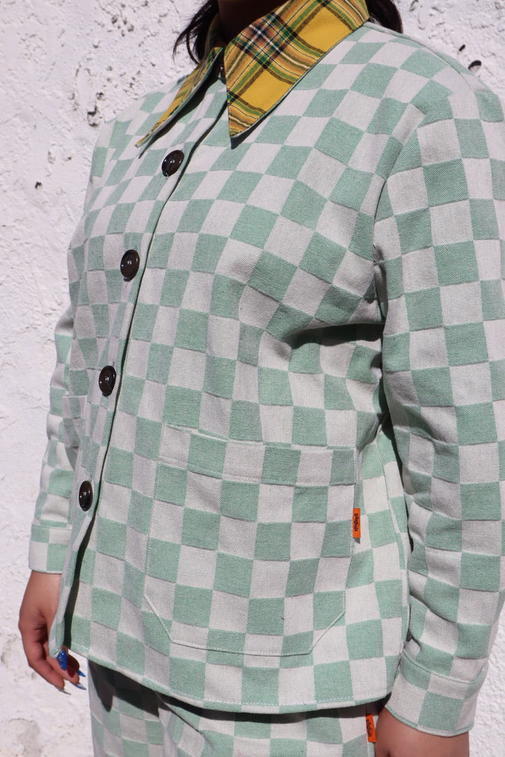 Jane - Green Check Denim (samples)
