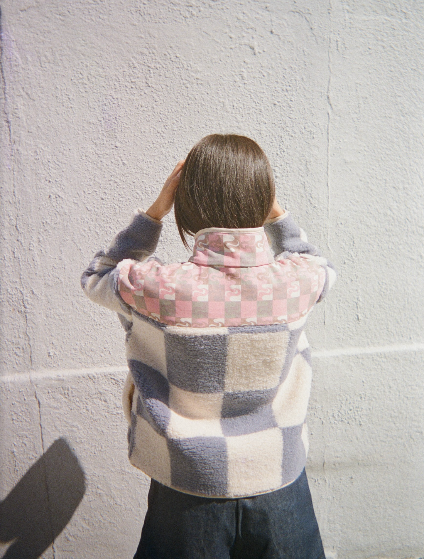 Linda - Blue Check x Multi Swirl