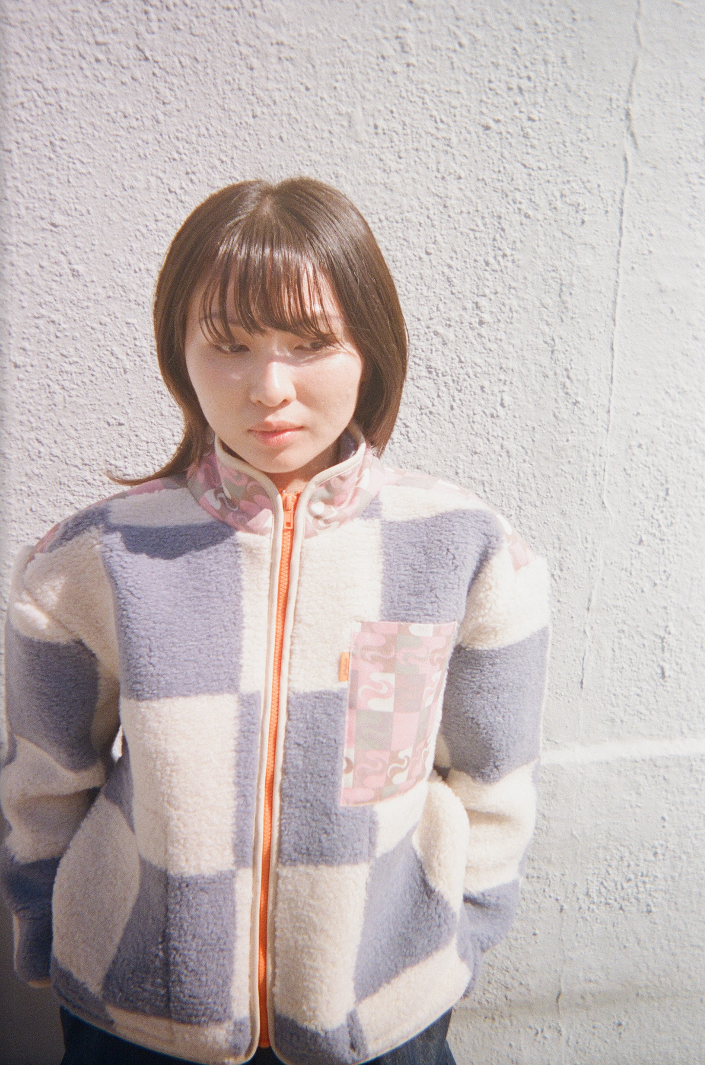 Linda - Blue Check x Multi Swirl